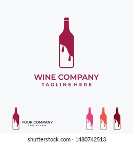 Wine Bottle Drink with water Logo Inspiration for your business