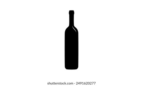 Wine Bottle emblem, black isolated silhouette