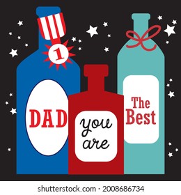 Wine bottle for father's day greeting card