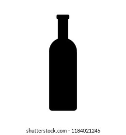 Wine bottle flat black and white icon. Simple design. Vector illustration.
