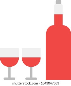 Wine Bottle Flat Icon Illustration - Party Wine