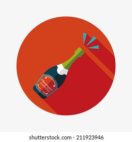 Wine bottle flat icon with long shadow,eps10