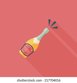 Wine bottle flat icon with long shadow,eps10
