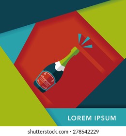 Wine bottle flat icon with long shadow,eps10