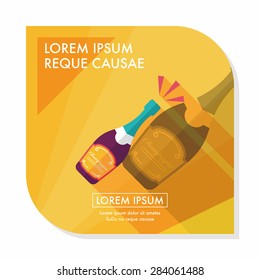 Wine bottle flat icon with long shadow,eps10