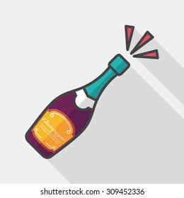 Wine bottle flat icon with long shadow, eps10