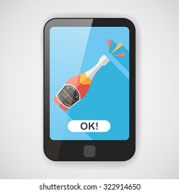 Wine bottle flat icon with long shadow,eps10