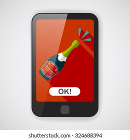 Wine bottle flat icon with long shadow,eps10