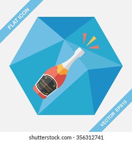 Wine bottle flat icon with long shadow,eps10