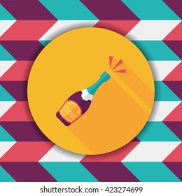 Wine bottle flat icon with long shadow,eps10