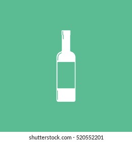 Wine Bottle Flat Icon On Green Background