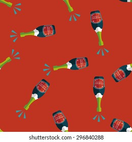 Wine bottle flat icon,eps10 seamless pattern background