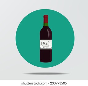 Wine bottle flat style icon, vector eps10 illustration.
