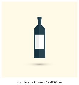 Wine Bottle (Flat Style Vector Illustration Icon Design) With Shadow
