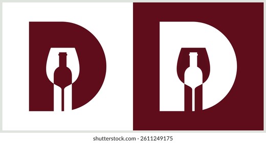 Wine Bottle Font Letter D Logo Sign icon vector