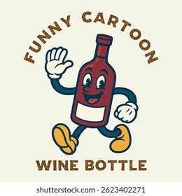 wine bottle funny cartoon mascot character