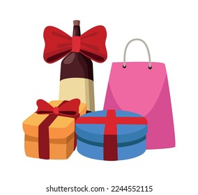 wine bottle and gifts icons