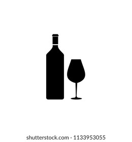 Wine bottle with wine glass