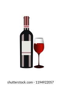 Wine bottle and glass
