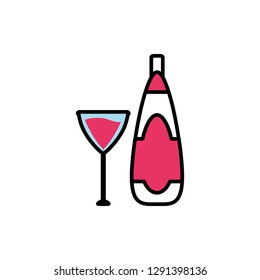 wine bottle with glass