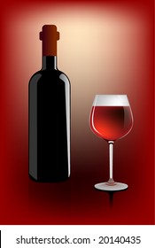 wine bottle and glass