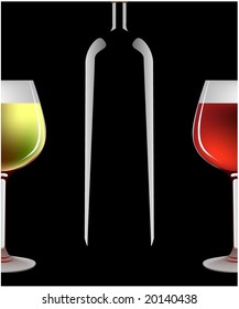 wine bottle and glass