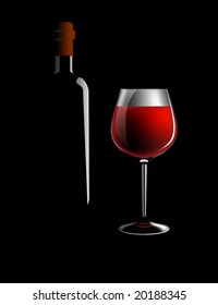 wine bottle and glass