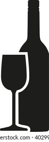 Wine bottle with glass 