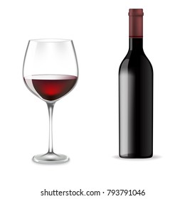 wine bottle with glass