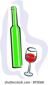 Weinflasche und Glas.