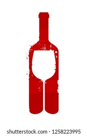 Wine bottle and glass. Alcoholic drink. Vector illustration