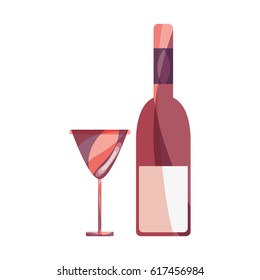 wine bottle with glass beverage