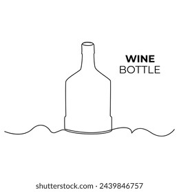 
wine bottle and glass continuous one line art drawing minimalist design vector and illustration