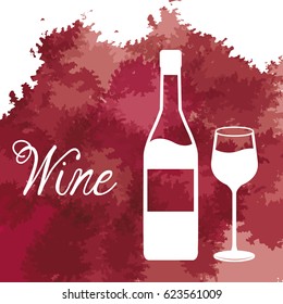 wine bottle and glass cup vintage poster