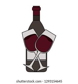 wine bottle and glass cups