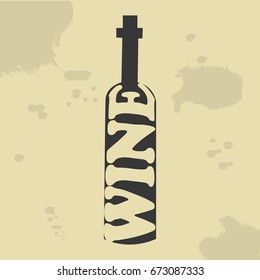 wine bottle glass design menu background vector illustration