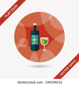 Wine bottle and a glass flat icon