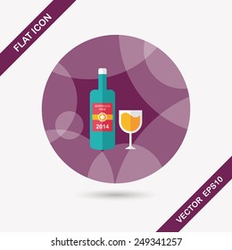Wine bottle and a glass flat icon
