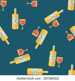 Wine bottle and a glass flat icon,eps10 seamless pattern background