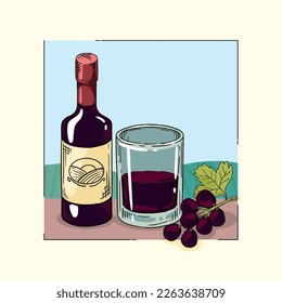 wine bottle and glass icon