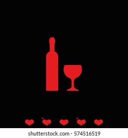Wine bottle with glass icon.
