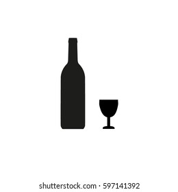 wine bottle with wine glass icon