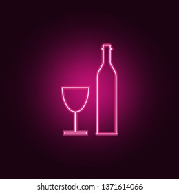 Wine bottle and wine glass icon. Elements of Web in neon style icons. Simple icon for websites, web design, mobile app, info graphics