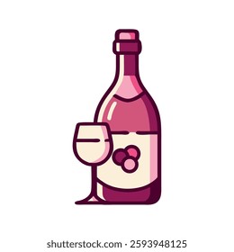 Wine bottle with glass icon festive celebration