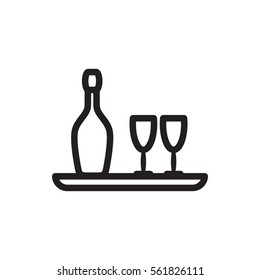 wine bottle and glass icon illustration isolated vector sign symbol