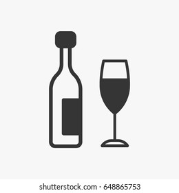 Wine bottle and glass icon illustration isolated sign symbol