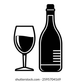 wine bottle and glass icon image 