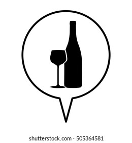 wine bottle and glass icon image 