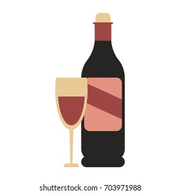 wine bottle and glass icon image 