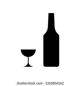 Wine bottle with wine glass icon isolated on white background. Vector illustration